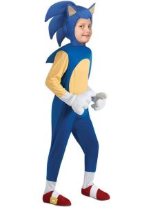 Kids Costumes to Hire - SONIC HEDGEHOG  ONESIE & HEADPCE - CHILD - SMALL